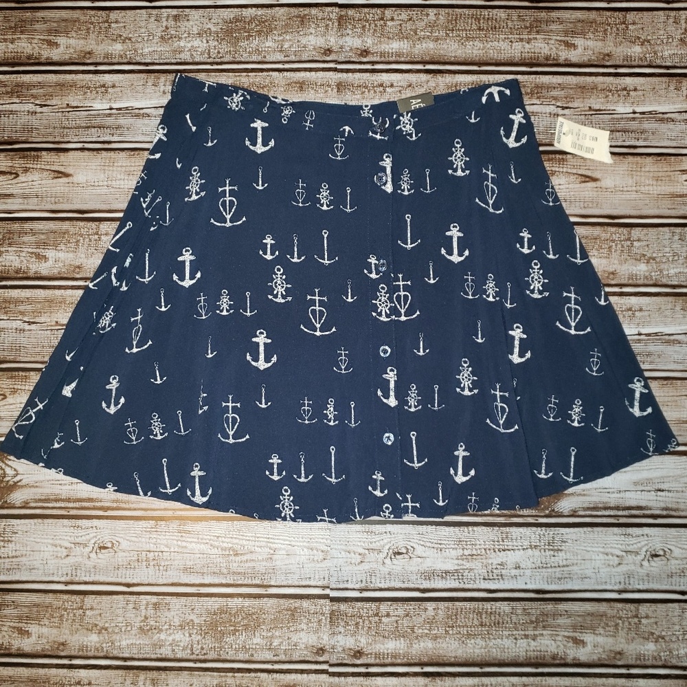 Aeropostale nautical anchor navy blue skirt